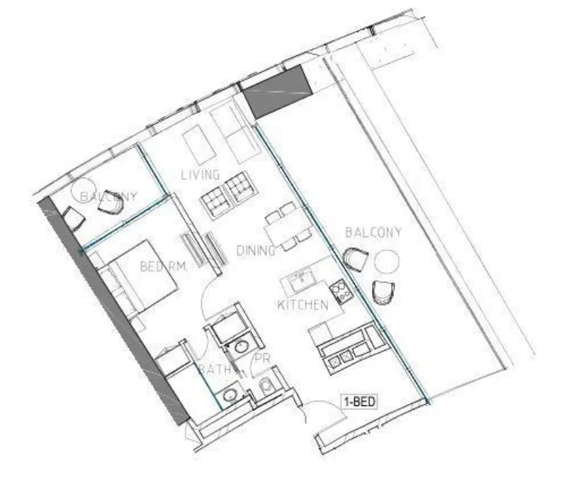 Safa Two de Grisogono 1 bed floor plan, 1,169 sqft