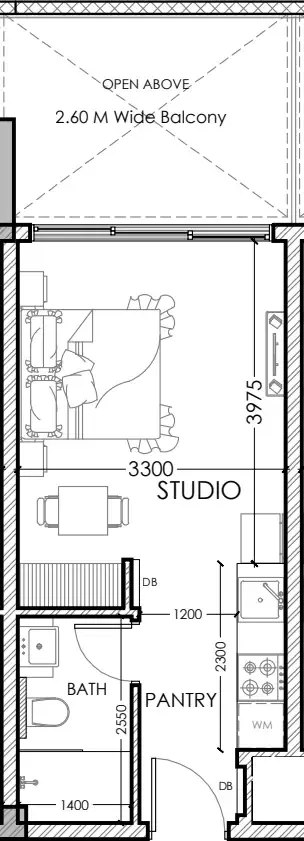 Al Haseen Residences 5 Studio floor plan, 383 sqft