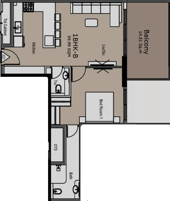 Golden Woods Albab Views 1 bed floor plan, 802 sqft