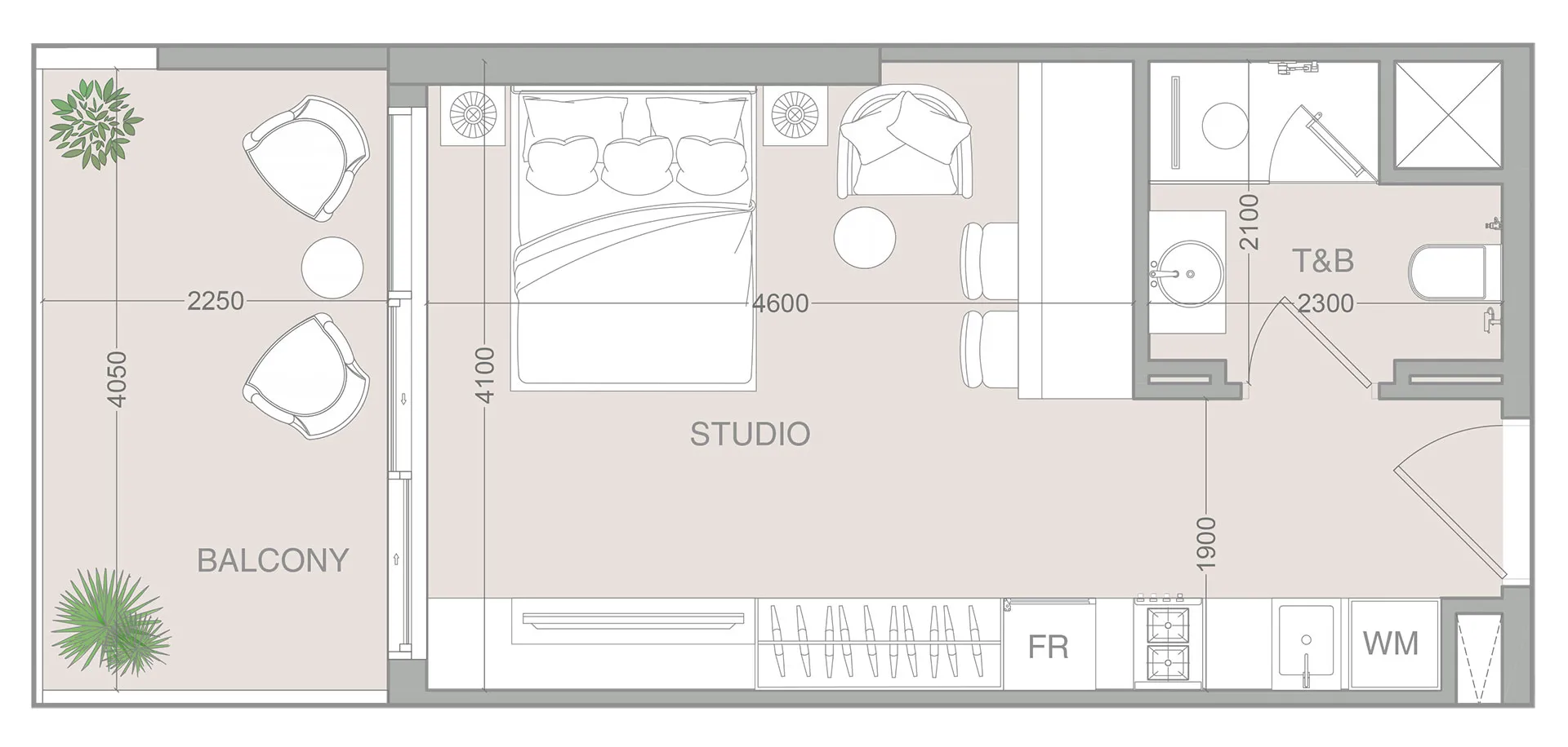 VERDAN1A 4 Studio floor plan, 432 sqft