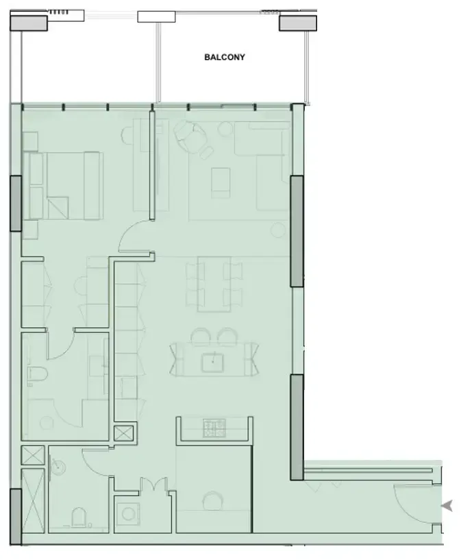 Wynwood Horizon 1 bed floor plan, 1,112 sqft