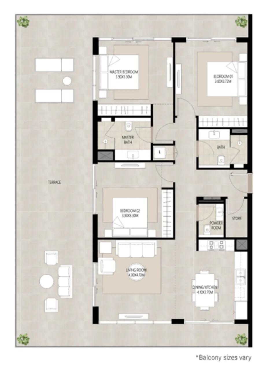Berkshire Park 3 bed floor plan, 2,187 sqft