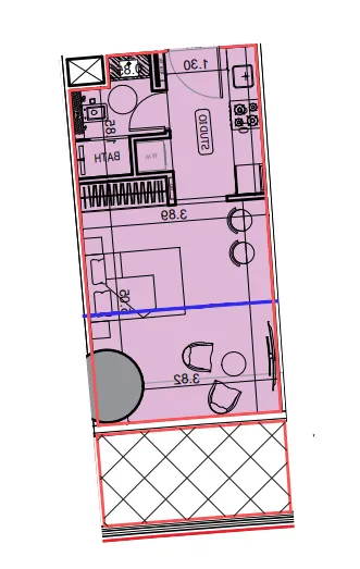 Binghatti Hillviews Studio floor plan, 445 sqft