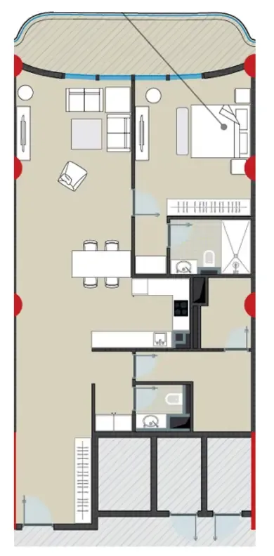 NEXT Coral 1 bed floor plan, 1,297 sqft