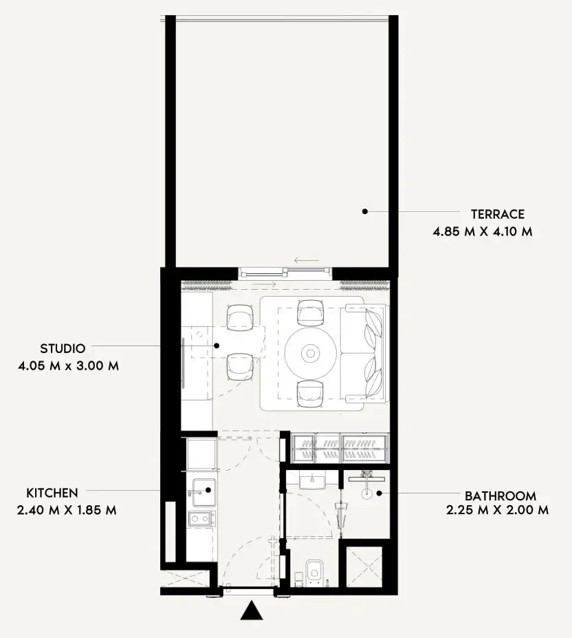 Azizi Lina Studio floor plan, 494 sqft