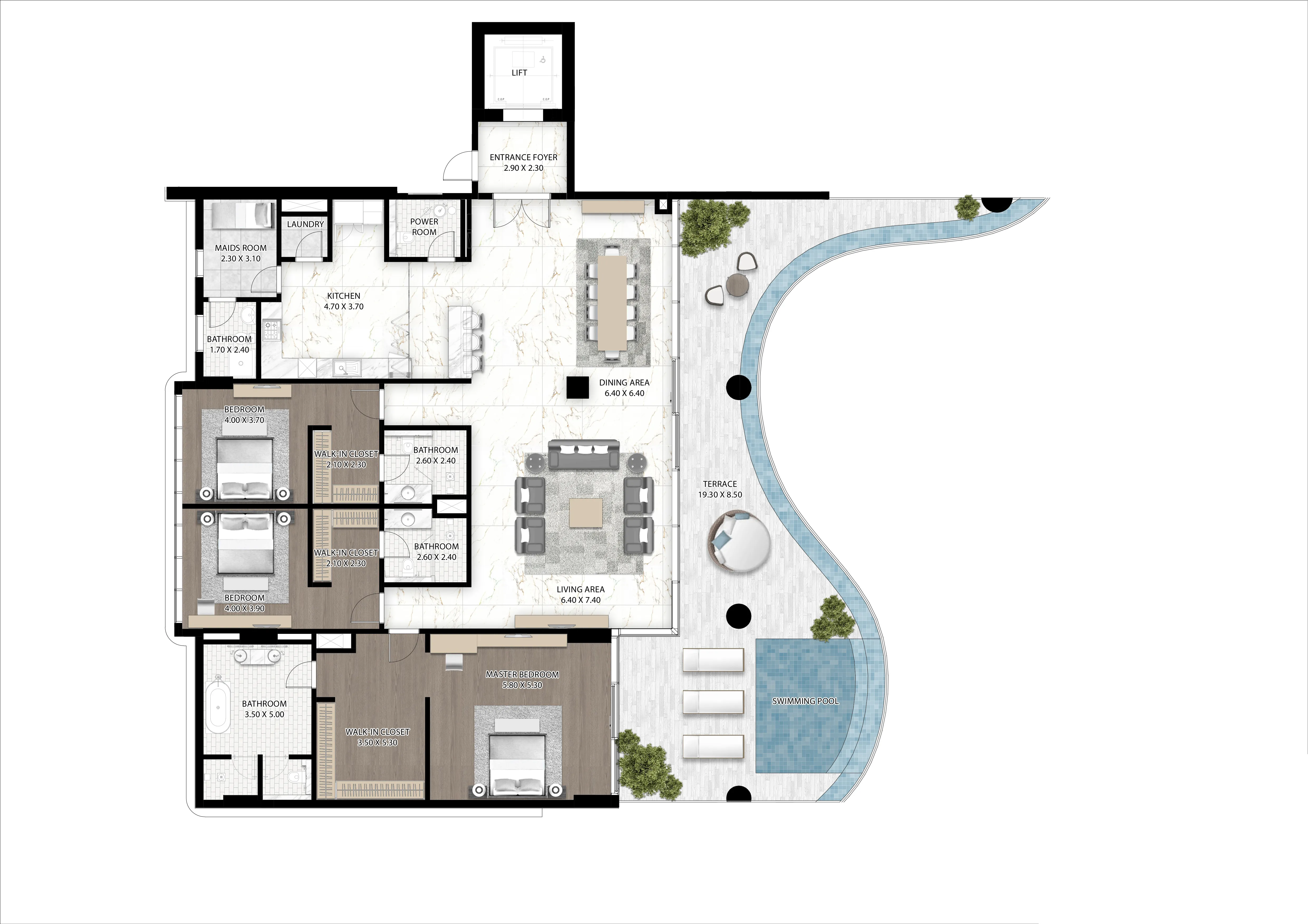 Cavalli Couture 3 bed floor plan, 4,416 sqft