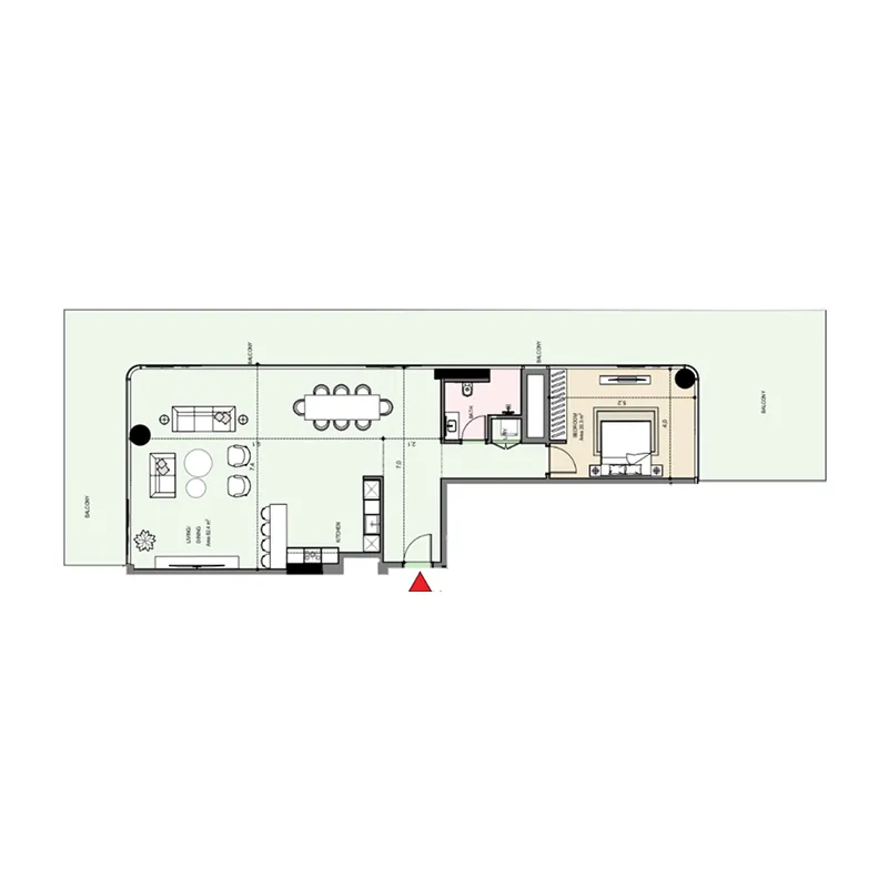 Edgewater Residences 1, 2 and 3 1 bed floor plan, 2,393 sqft