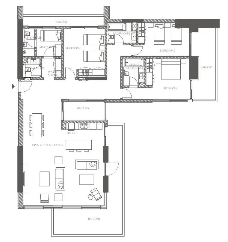 Creekside Residence 3 bed floor plan, 2,674 – 2,888 sqft