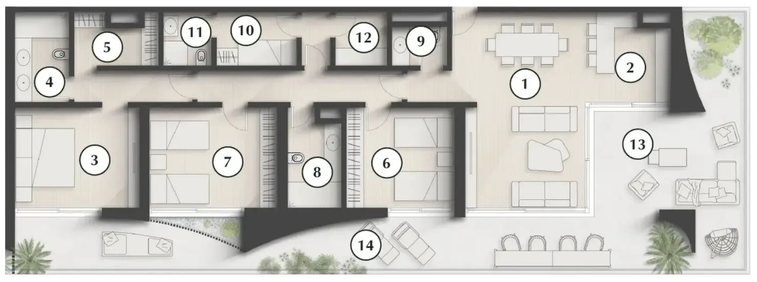 Lunaya Terraces 3 bed floor plan, 2,466 sqft