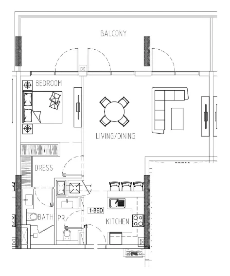 Damac Riverside Views 1 bed floor plan, 1,047 sqft
