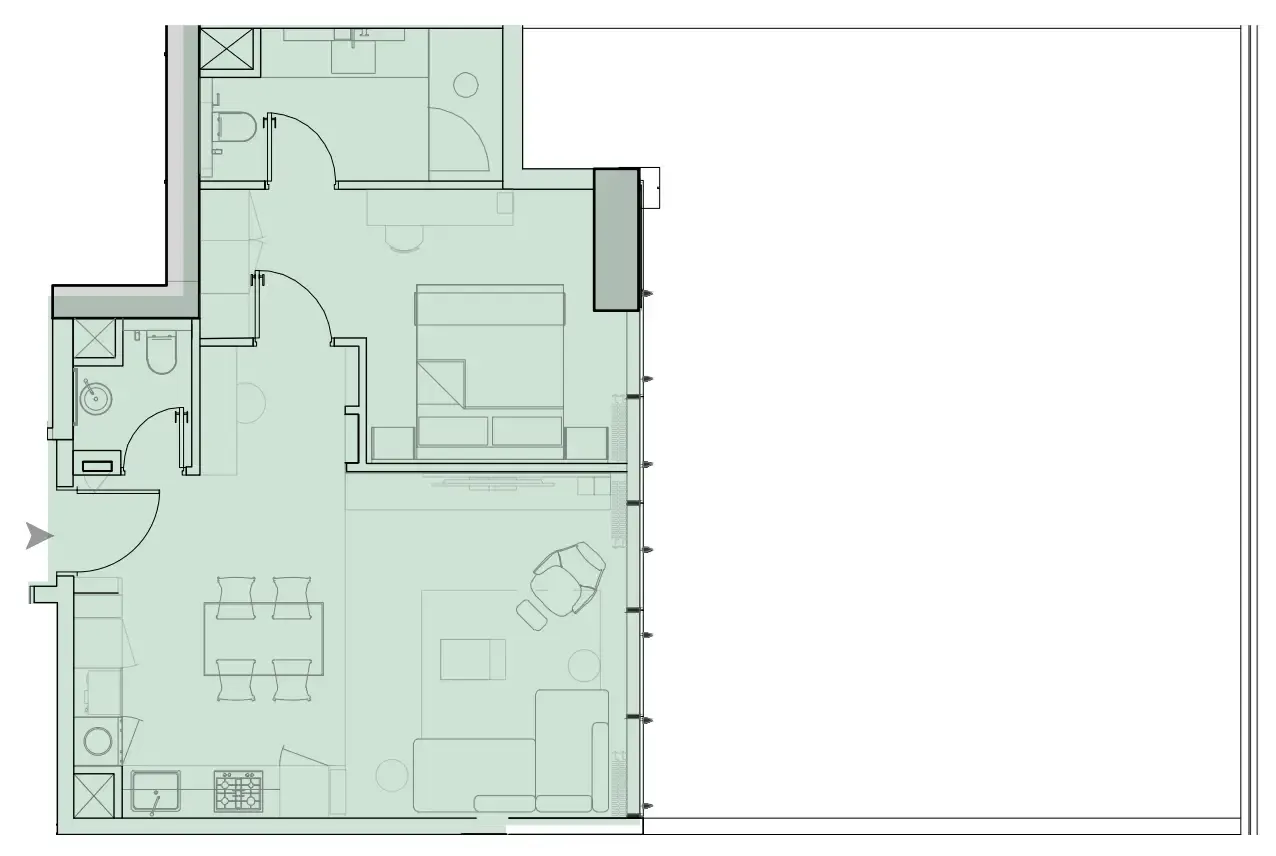 Wynwood Horizon 1 bed floor plan, 1,483 sqft