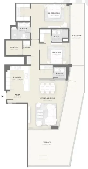 Tonino Lamborghini Residences 2 bed floor plan, 2,325 sqft