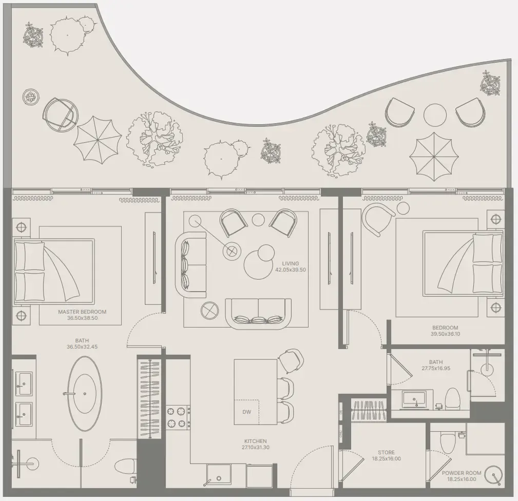 Bond Enclave 2 bed floor plan, 1,321 sqft