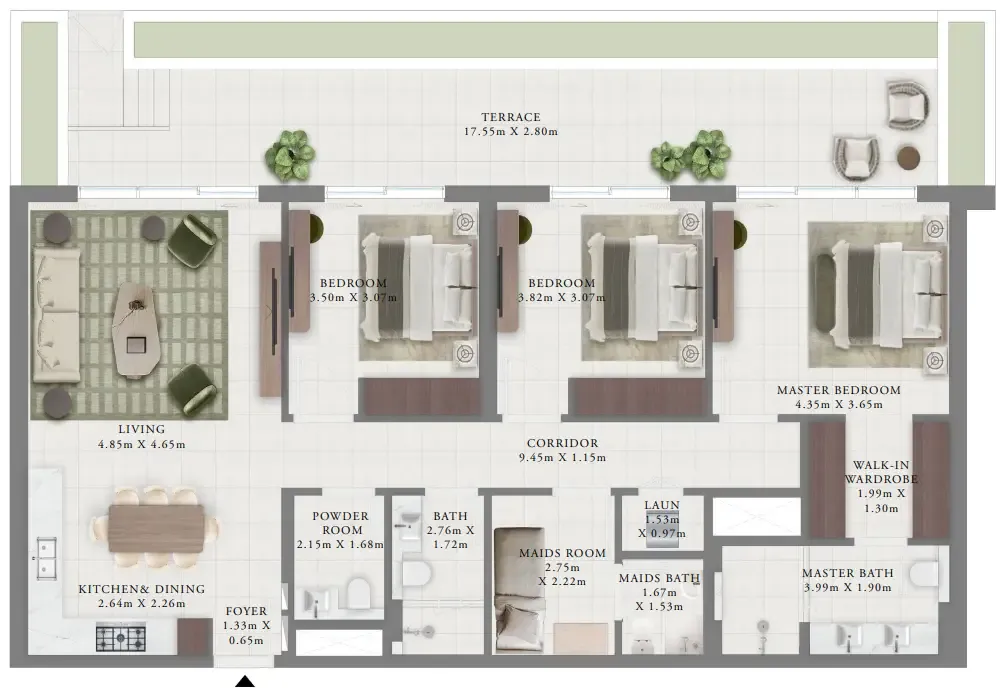 Creek Bay 3 bed floor plan, 2,011 sqft