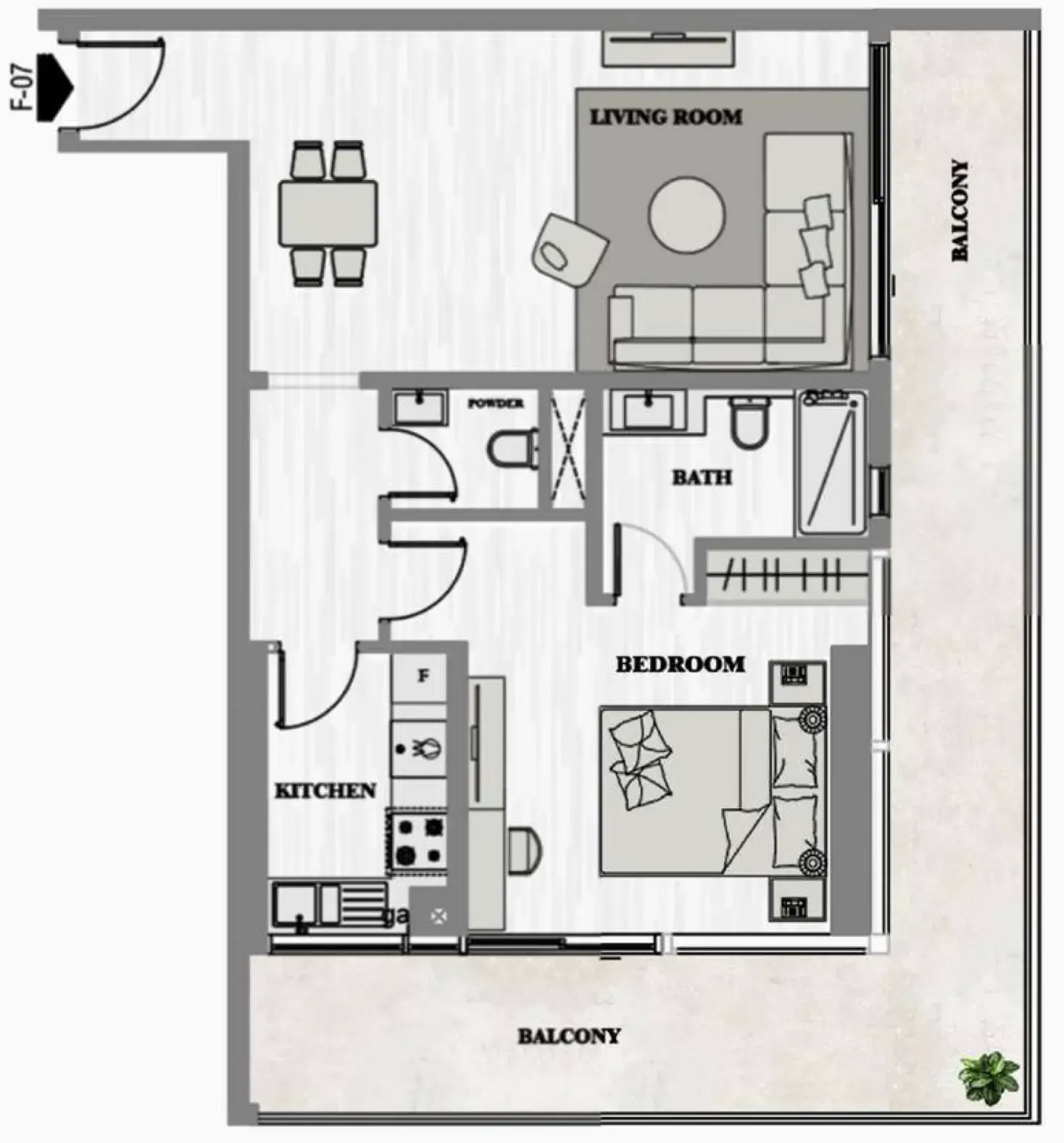 Greygate Residences by ADE 1 bed floor plan, 1,061 sqft