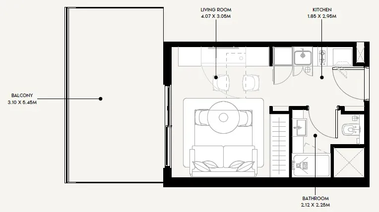 Azizi Sakandar Studio floor plan, 459 sqft