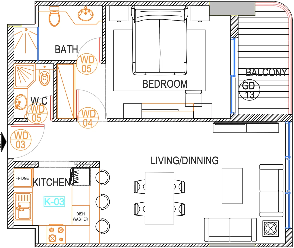 Urban Life 1 bed floor plan, 777 sqft
