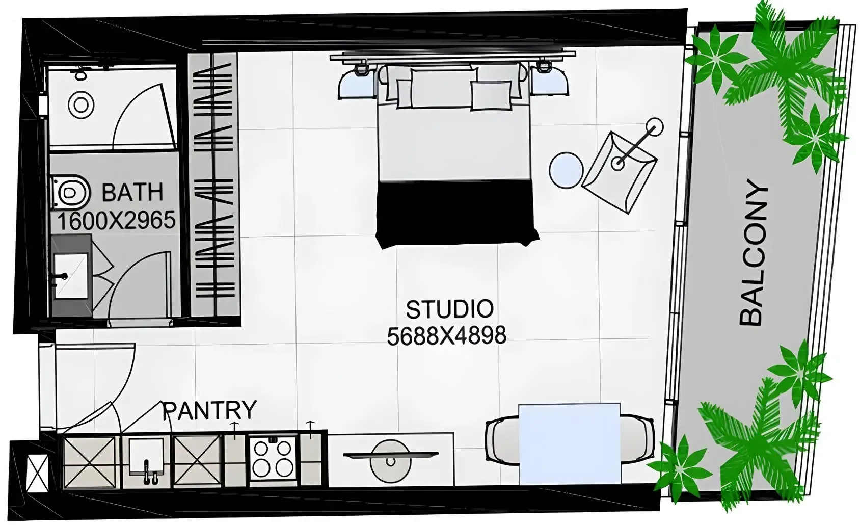 The Community Sports Arena Studio floor plan, 534 sqft