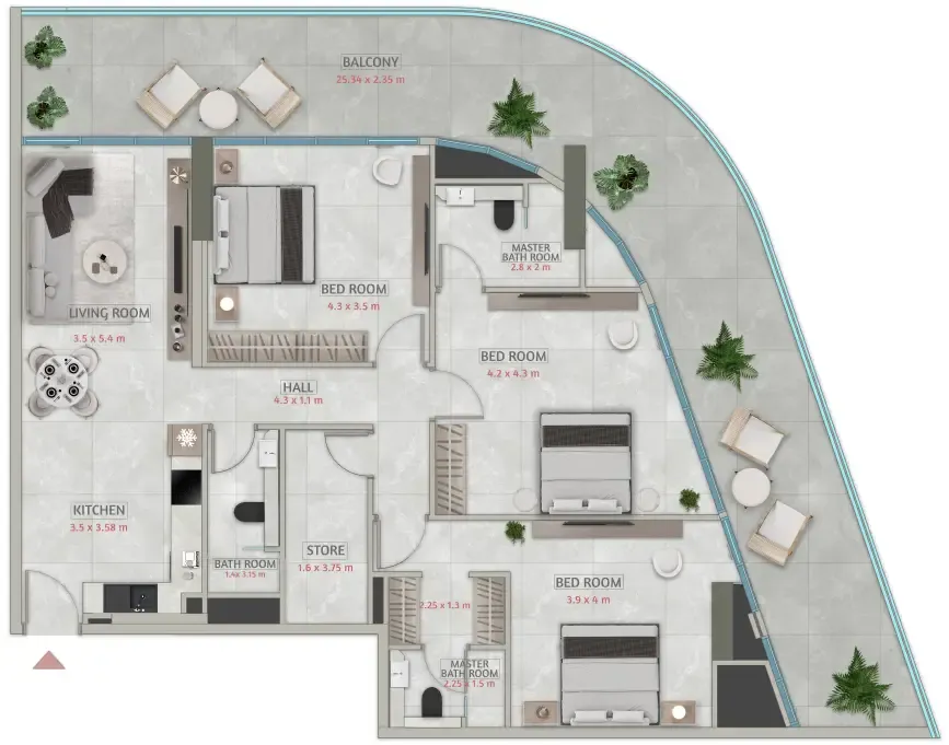Sakura Gardens 3 bed floor plan, 2,012 sqft
