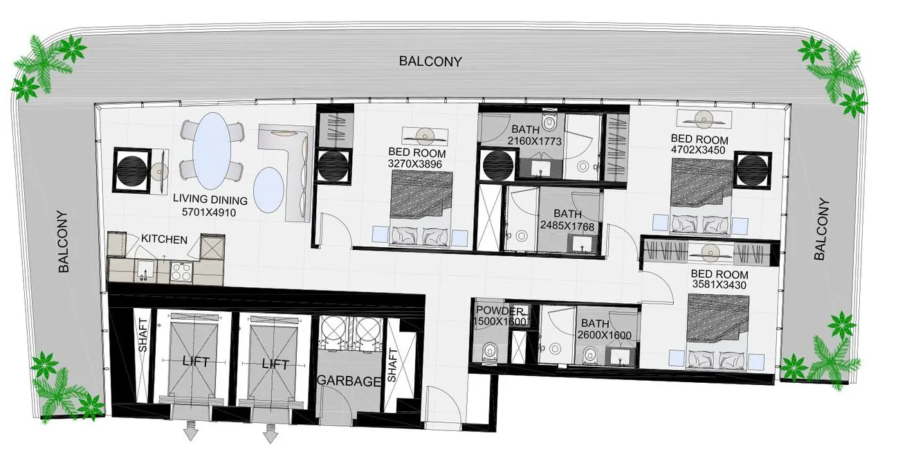 The Community Sports Arena 3 bed floor plan, 2,052 sqft