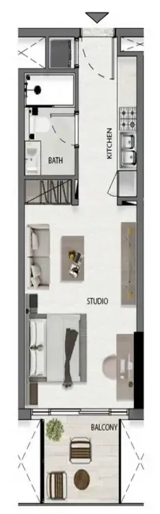 Avana Residences Studio floor plan, 394 sqft