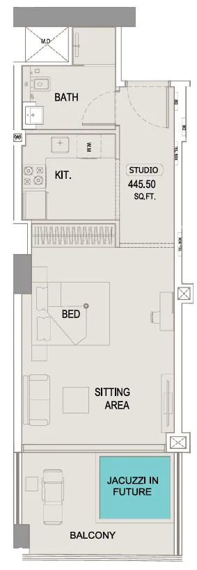 Trillionaire Residences Studio floor plan, 561 sqft
