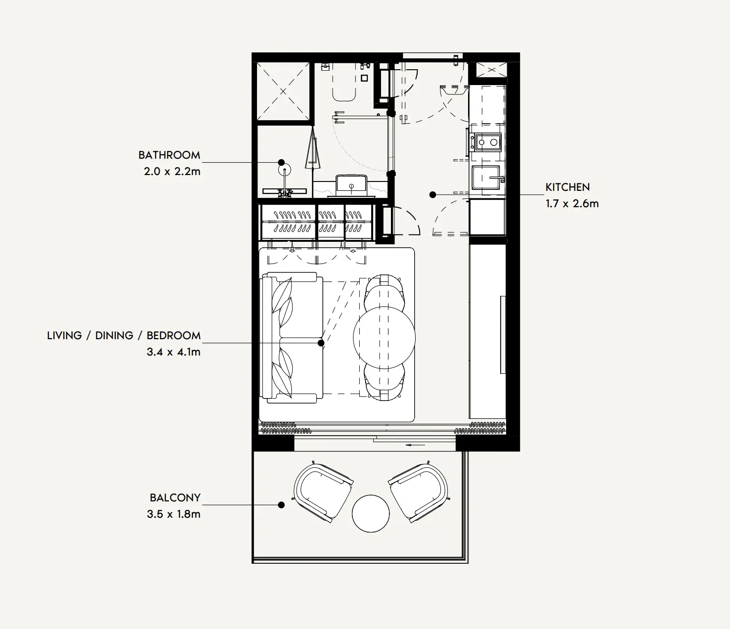 Azizi Gabriel Studio floor plan, 330 – 341 sqft