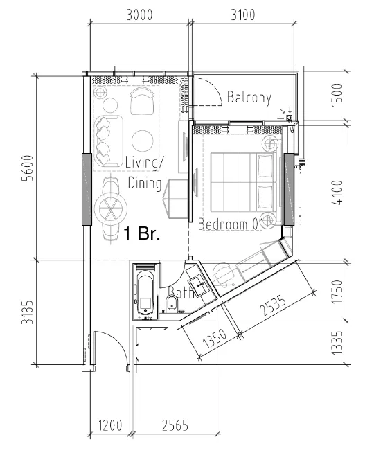 Damac Hills 2 - Hotel Edge by Rotana 1 bed floor plan, 506 sqft