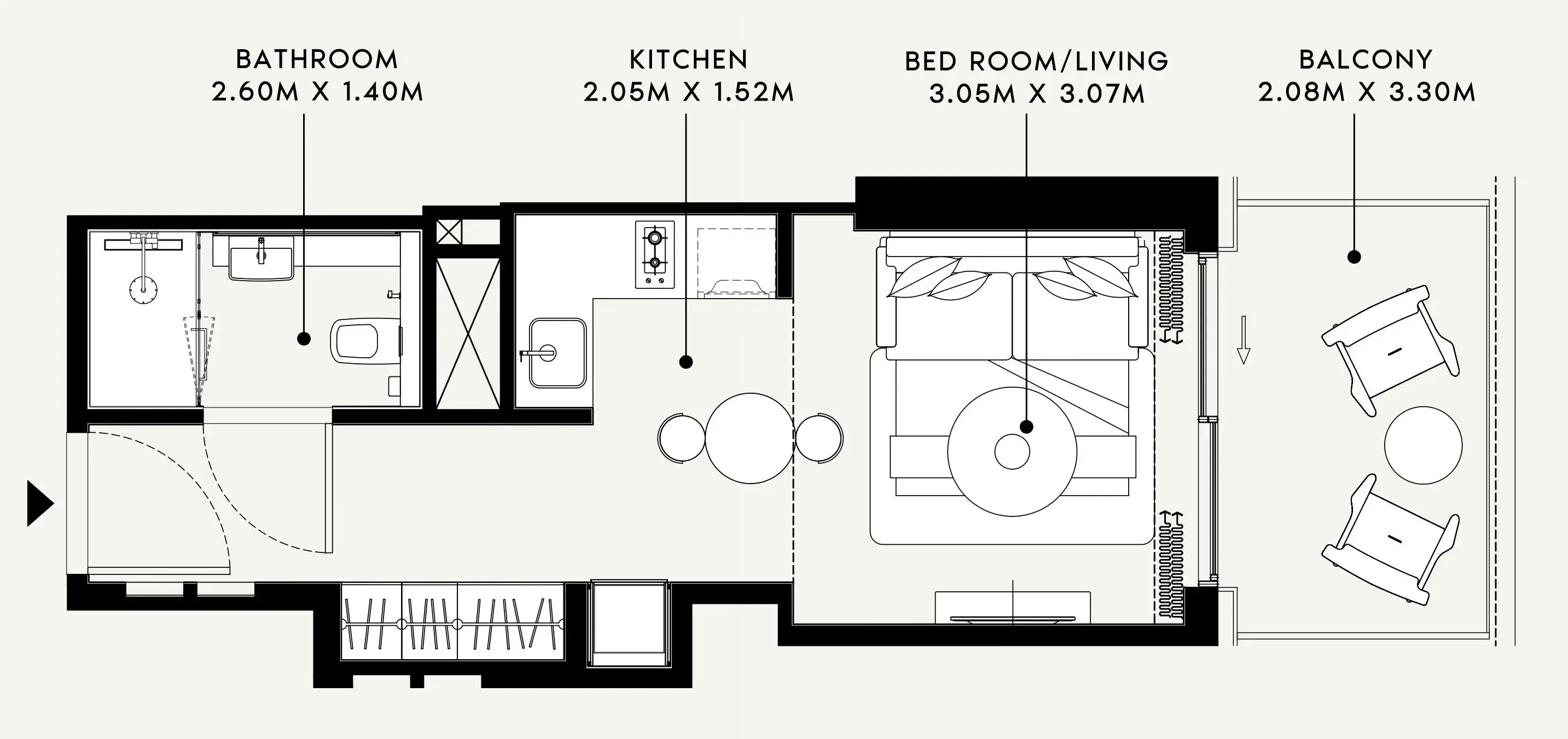 Azizi Venice Studio floor plan, 386 sqft