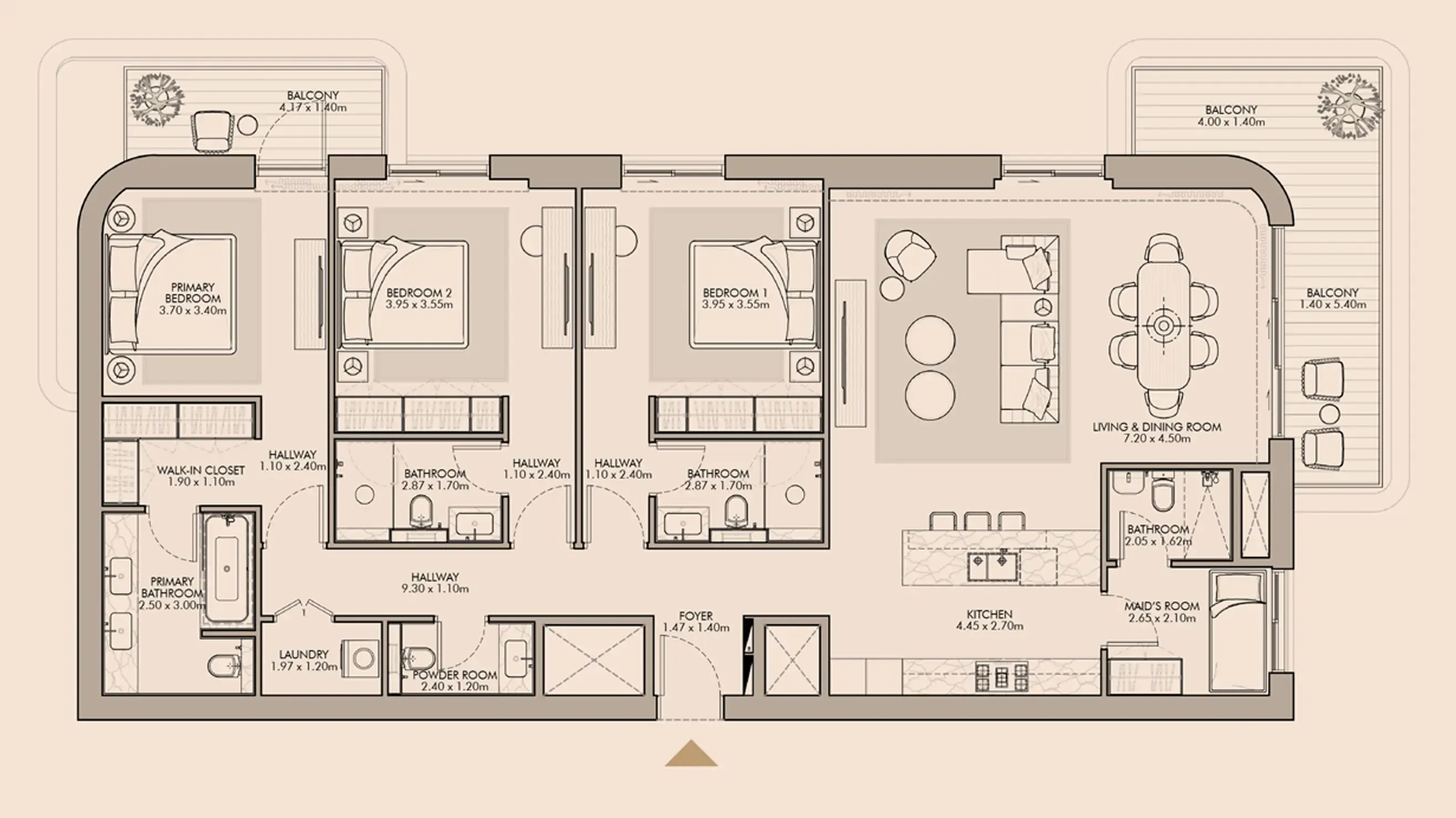 Nourelle 3 bed floor plan, 2,013 sqft
