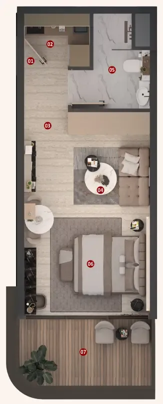 Izel by Zoya Studio floor plan, 380 – 390 sqft