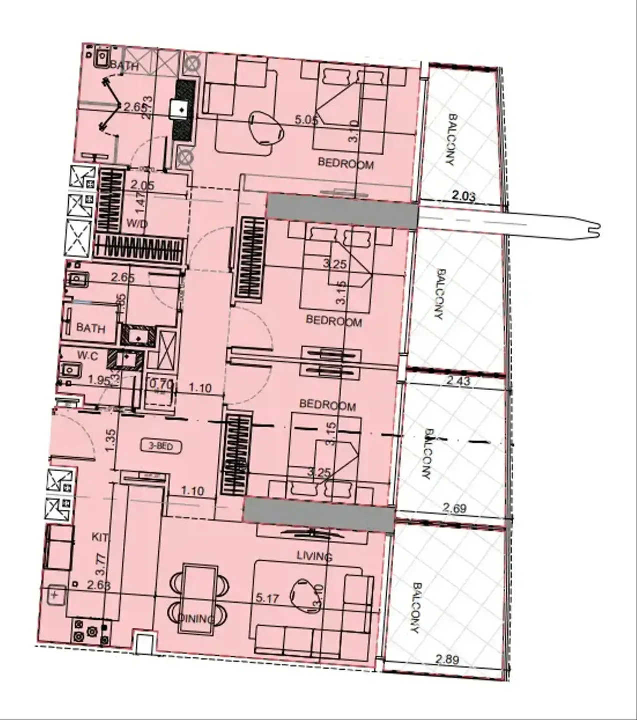 Maybach 6 3 bed floor plan, 1,528 sqft