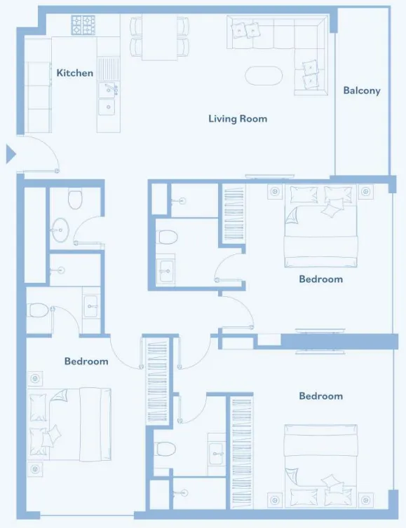 Luma Park Views 3 bed floor plan, 1,309 – 1,711 sqft