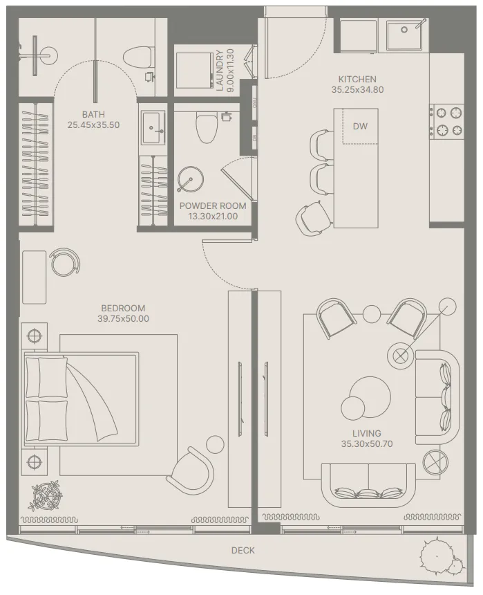 Bond Enclave 1 bed floor plan, 799 – 805 sqft