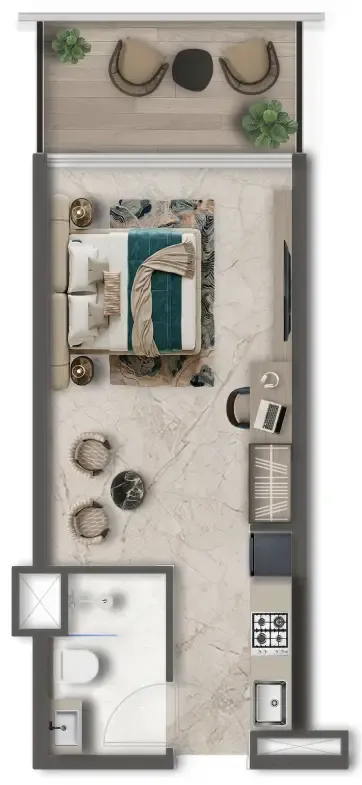 Treppan Vision Studio floor plan, 411 – 421 sqft