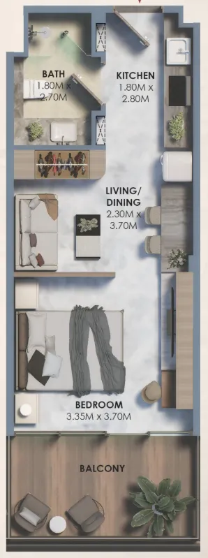 Marquis Vista Studio floor plan, 450 sqft