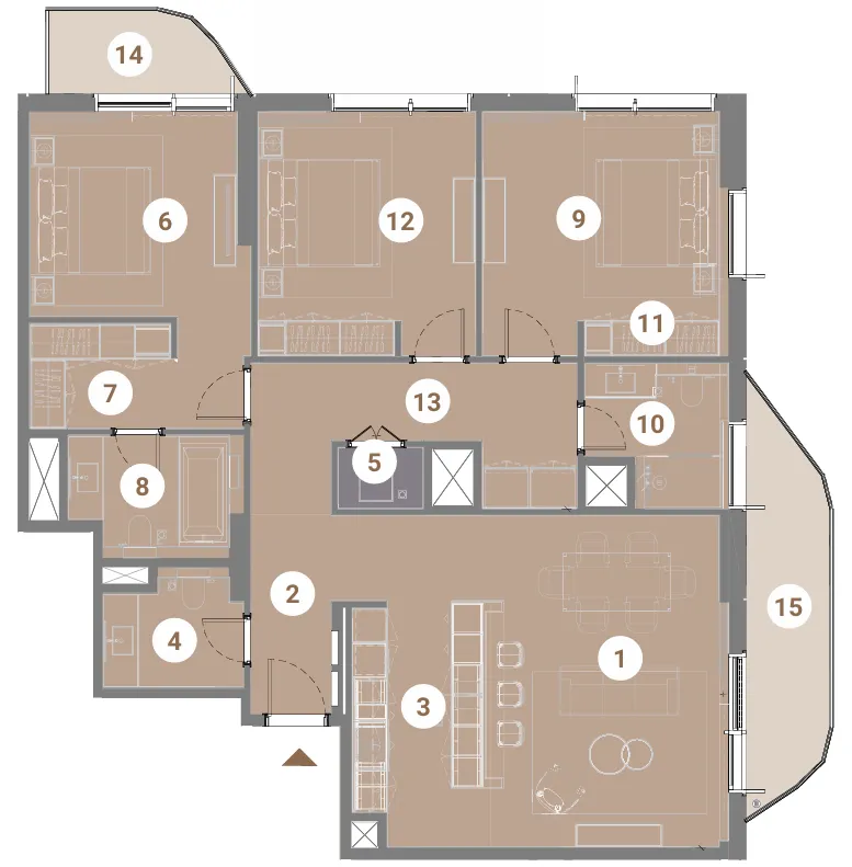 Takaya 3 bed floor plan, 1,629 – 1,687 sqft