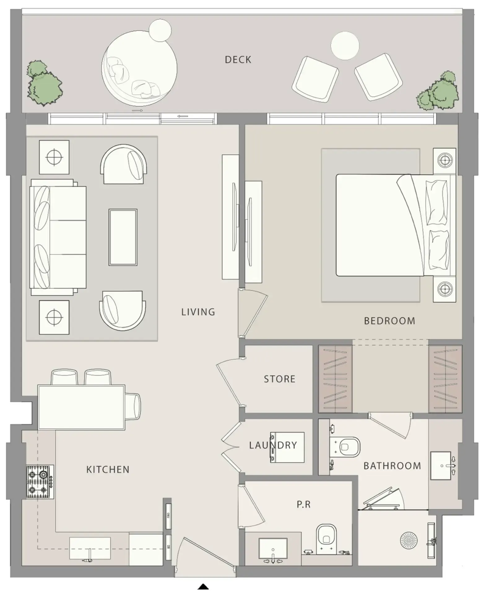 Uno-Luxe 1 bed floor plan, 830 sqft