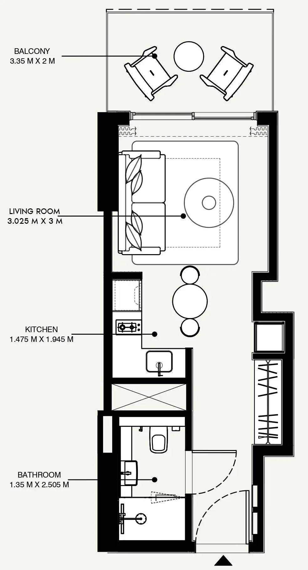Azizi Venice Studio floor plan, 361 sqft