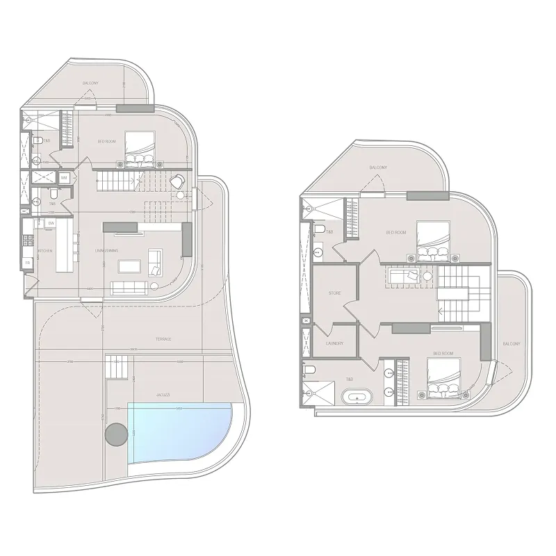 A1LA Residence 3 bed floor plan, 3,363 sqft