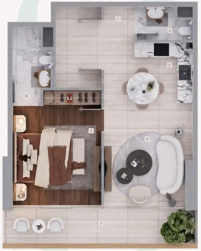 Siana by Zoya 1 bed floor plan, 767 sqft