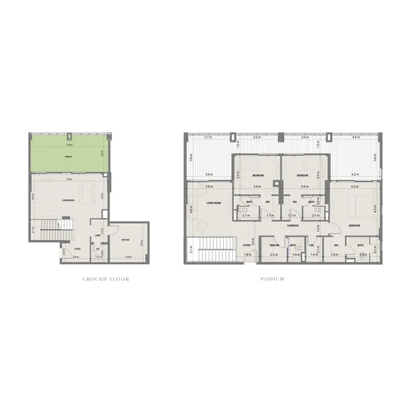 Blue Marina Residence 3 bed floor plan, 3,083 sqft