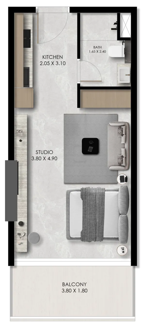 Verano by Prescott Studio floor plan, 427 sqft
