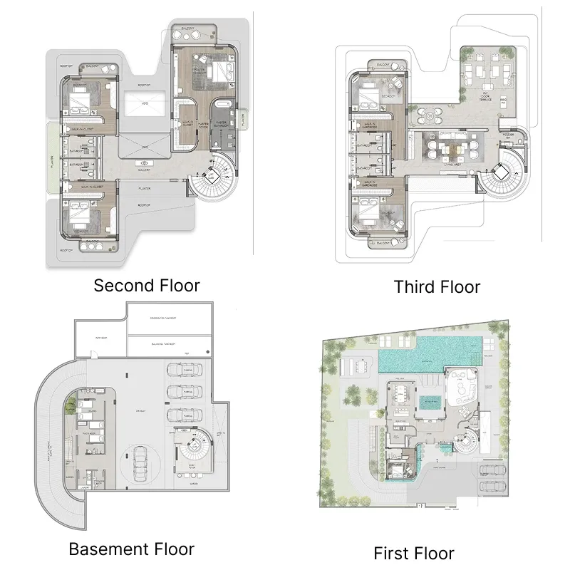 Wadi Villas 6 bed floor plan, 16,085 sqft