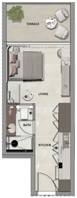 South Lofts Studio floor plan, 347 sqft