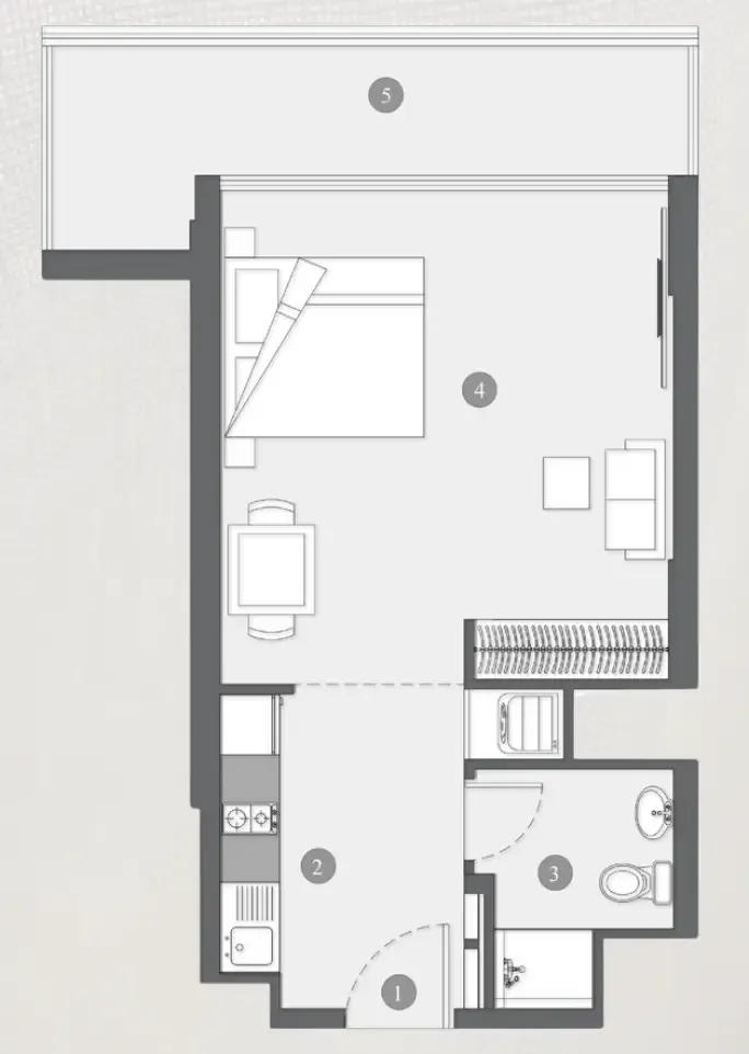Elevia Residences  Studio floor plan, 524 sqft