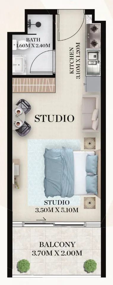 Chapter 01 by Newbury Studio floor plan, 409 sqft
