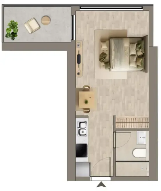 Colibri Views Studio floor plan, 411 sqft