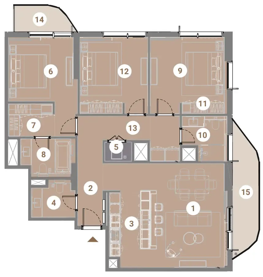 Takaya 3 bed floor plan, 1,687 sqft
