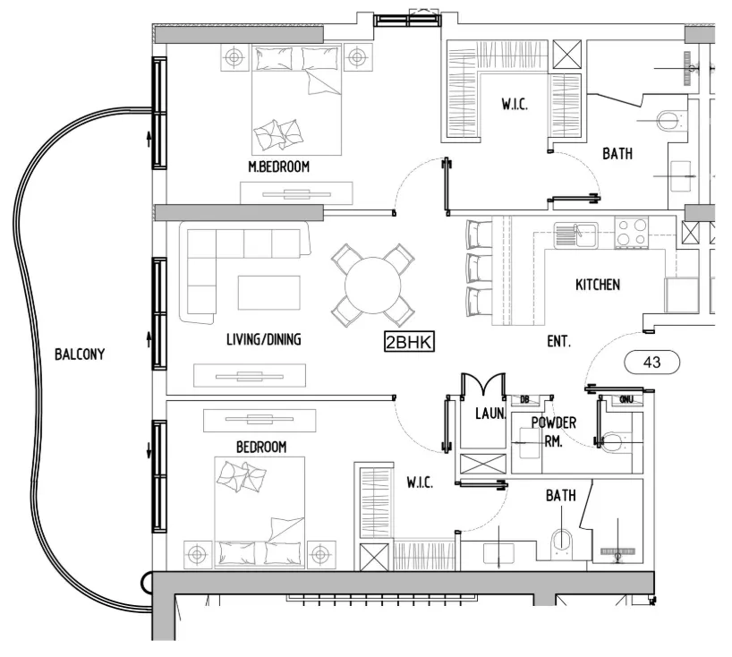 Damac Lagoons Views Phase 3 2 bed floor plan, 1,171 sqft